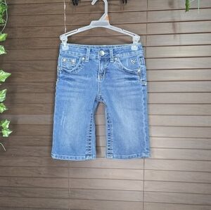 Justice "Simply Low" Distressed Midwash Denim Girls Jean Shorts Size 8R